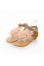Women's Shoes Leatherette Flat Heel Comfort Sandals Outdoor / Dress / Casual Blue / Pink / Beige