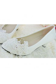 Women's Shoes Leather Flat Heel Pointed Toe Pumps/Heels/Flats Wedding/Party & Evening White