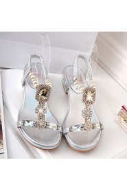 Women's Shoes Heel Peep Toe Sandals Outdoor / Party & Evening / Dress Silver / Gold