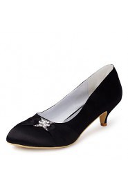 Women's Shoes Satin Kitten Heel Heels / Closed Toe Heels WeddingBlack / Blue / Yellow / Pink / Purple / Red / Ivory / White / Silver /