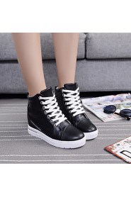Women's Shoes Canvas Wedge Heel Round Toe Athletic Shoes Outdoor / Athletic / Dress / Casual Black / White