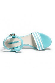 Women's Stripe Platform Chunky Heel Sandals (blue)- 142825002