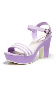 Women's Stripe Platform Chunky Heel Sandals (purple)
