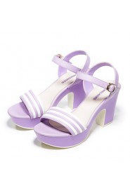 Women's Stripe Platform Chunky Heel Sandals (purple)