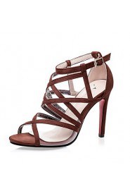 Women's Shoes Velvet Stiletto Heel Heels Sandals Casual Black / Brown / Gray / Almond