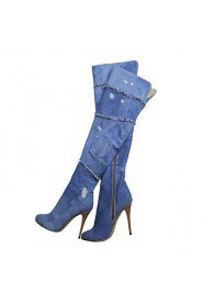 Women's Shoes Canvas Stiletto Heel Fashion Boots Boots Office & Career / Dress / Casual Blue