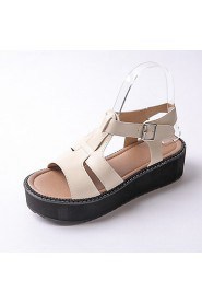 Women's Shoes Platform Platform / Creepers Sandals Outdoor / Dress / Casual Black / White / Beige