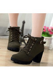 Women's Shoes Leatherette Chunky Heel Combat Boots / Round Toe Heels / Boots Outdoor / Casual Black / Yellow / Green