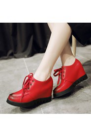 Women's Shoes PU Platform Platform / Comfort / Ankle Strap / Round Toe Oxfords Outdoor / Office & Career Black / Red