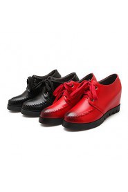 Women's Shoes PU Platform Platform / Comfort / Ankle Strap / Round Toe Oxfords Outdoor / Office & Career Black / Red
