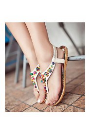 Women's Shoes Leatherette Flat Heel Crib Shoes Sandals Outdoor / Casual Yellow / Beige