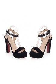 Women's Shoes Velvet Chunky Heel Heels / Platform Sandals Office & Career / Dress / Casual Black / Red