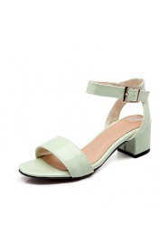 Women's Shoes Patent Leather Chunky Heel Pointed Toe Sandals Dress Green/Pink/White