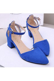 Women's Shoes OL Chunky Heel Pointed Toe PumpsBlack/Blue/Pink/Purple
