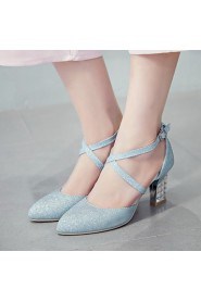 Women's / Girl's Wedding Shoes Heels / Pointed Toe Heels Wedding / Party & Evening / Dress Blue / Silver / Gold