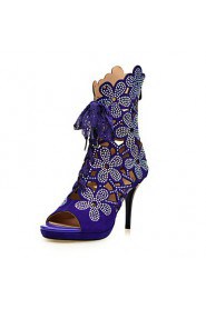 Women's Shoes Stiletto Heel Heels / Peep Toe Sandals Party & Evening / Dress / Casual Black / Purple(Genuine leather)