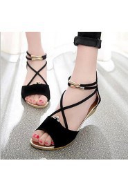 Women's Shoes Wedge Heel Peep Toe / Comfort / Ankle Strap Sandals Outdoor / Casual Black / Blue / Red