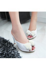 Women's Shoes Patent Leather Stiletto Heel Heels / Peep Toe Clogs & Mules Office & Career / Party & Evening / White