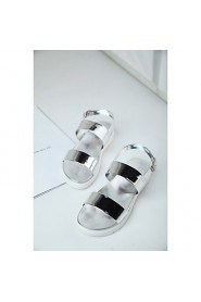 Women's Shoes Patent Leather Flat Heel Slide / Comfort Sandals Dress / Casual Silver / Gold
