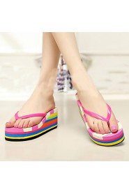 Women's Shoes PVC Flat Heel Flip Flops Slippers Outdoor Blue / Purple / Red