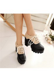 Women's Shoes Synthetic Chunky Heel Heels/Basic Pump Pumps/Heels Office & Career/Dress/Casual Blue/Pink/White/Beige