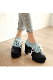 Women's Shoes Synthetic Chunky Heel Heels/Basic Pump Pumps/Heels Office & Career/Dress/Casual Blue/Pink/White/Beige