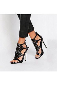 Women's Shoes Leatherette Stiletto Heel Open Toe Sandals Dress Black