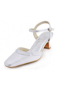 Women's Wedding Shoes Heels / Square Toe Sandals Wedding / Party & Evening / Dress Ivory / White / Silver