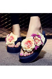 Women's Shoes Fabric Platform Flip Flops Slippers Outdoor / Dress / Casual Black / Pink / White