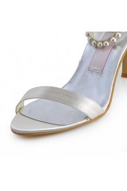 Satin Women's Wedding Stiletto Heel Open Toe Pumps/Heels With Rhinestone Shoes(More Colors)