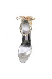 Satin Women's Wedding Stiletto Heel Open Toe Pumps/Heels With Rhinestone Shoes(More Colors)