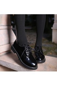 Women's Shoes Low Heel Round Toe Oxfords Casual Black/Red