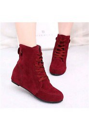 Women's short boots Martin boots PU flats/Outdoor/office&Career/Casual/Yellow Black/ Brown /Red wine