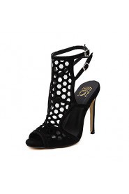 Women's Shoes Leatherette Stiletto Heel Peep Toe / Platform Sandals Dress Black / Gold