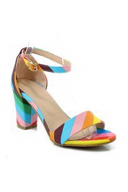 Women's Shoes Chunky Heel Heels / Peep Toe Sandals Casual Black / Purple / Silver / Multi-color