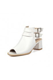 Women's Shoes Chunky Heel Heels / Peep Toe Sandals Casual Pink / White / Gray