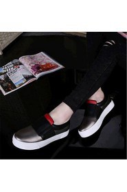 Women's Shoes Leatherette Platform Comfort Loafers Outdoor / Casual Black / White / Gray