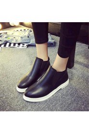 Women's Shoes Leatherette Flat Heel Fashion Boots Boots Outdoor / Casual Black / Red / White