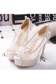 Women's Shoes Leatherette Stiletto Heel Heels / Peep Toe Heels Wedding / Party & Evening Black / Pink / Almond