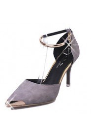 Women's Shoes Fleece Stiletto Heel Heels / Ankle Strap Heels Wedding / Party & Evening Black / Red / Gray