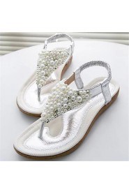 Women's Shoes Flat Heel Toe Ring Sandals Dress Silver/Gold