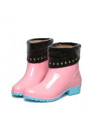 Women's Shoes PVC Low Heel Rain Boots Flats / Boots Outdoor Black / Blue / Pink