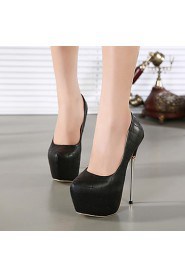 Women's Shoes Leatherette Stiletto Heel Round Toe Heels Party & Evening / Dress Black / White