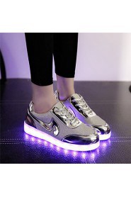 Women's Shoes Leatherette Flat Heel Round Toe Fashion Sneakers Outdoor / Athletic / Casual Silver / Gold