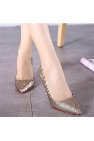 Women's Shoes Leatherette Stiletto Heel Heels Heels Wedding / Party & Evening Silver / Gold