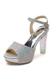 Women's Shoes Glitter Chunky Heel Peep Toe Sandals with Crystal Shoes More Colors available
