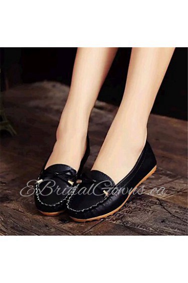 Women's Shoes Leatherette Flat Heel Comfort Flats Outdoor / Casual Black / Pink / White
