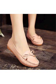 Women's Shoes Leatherette Flat Heel Comfort Flats Outdoor / Casual Black / Pink / White