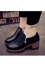 Women's Shoes Leatherette Chunky Heel Heels Heels Outdoor / Casual Black / Brown / Gray