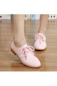 Women's Shoes Leather Flat Heel Comfort Oxfords Casual Black / Blue / Brown / Pink / White / Beige
